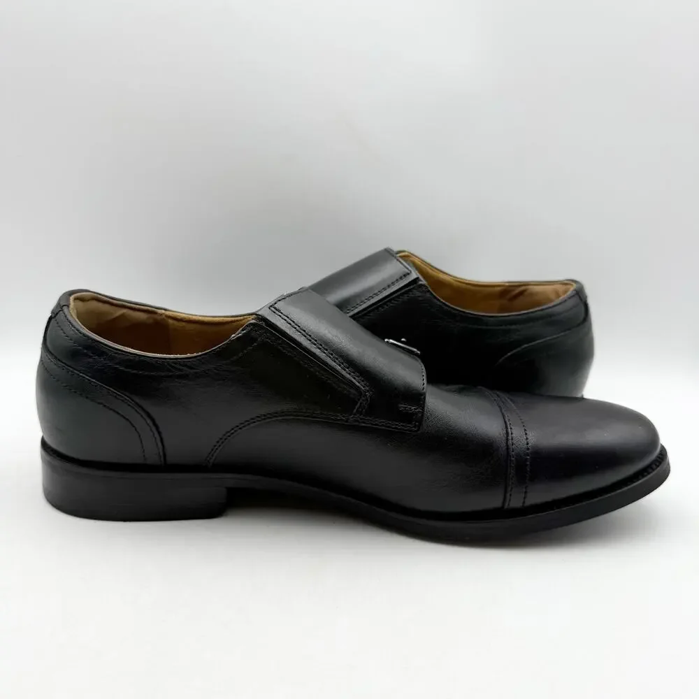 Florsheim Mens Rucci Monk Strap Dress Shoes US 7 Wide Black Leather Slip-On EUC